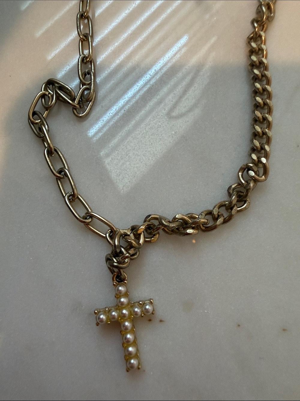 Gold Chain Necklace with Cross Pendant - Women's Jewelry